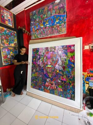 Custom Frame Lukisan Seniman Pak Indi