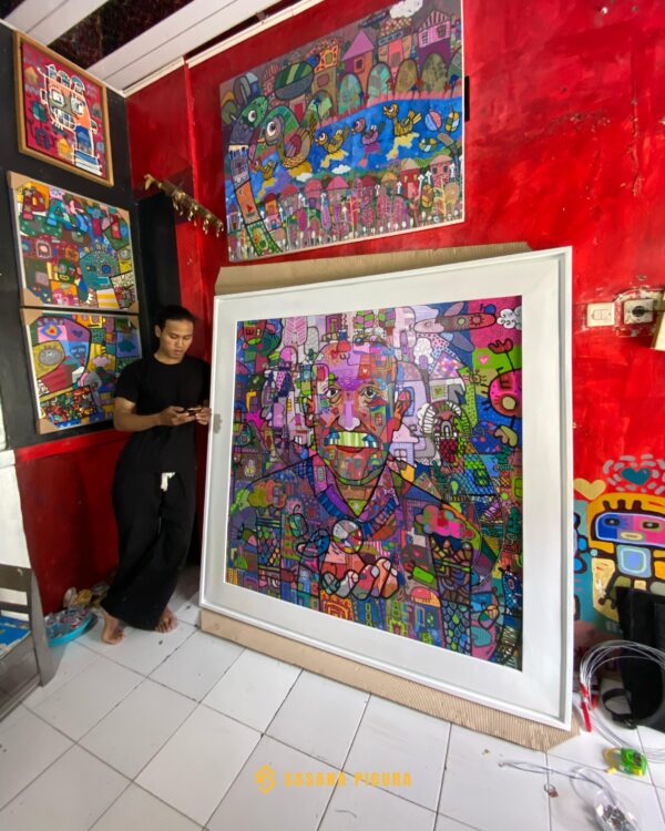 Custom Frame Lukisan Seniman Pak Indi