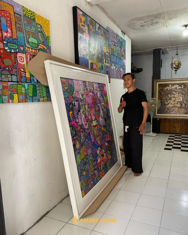 Custom Frame Lukisan Seniman Pak Indi